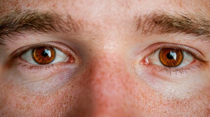 Fototapeta premium Close-up of a person's eyes and freckled skin