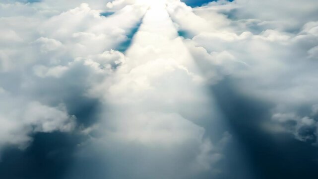 Sunbeams Piercing Through Silver Clouds &ndash; Closeup Dramatic Ethereal Sky Light