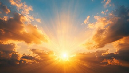 Dramatic sunset sky with golden light