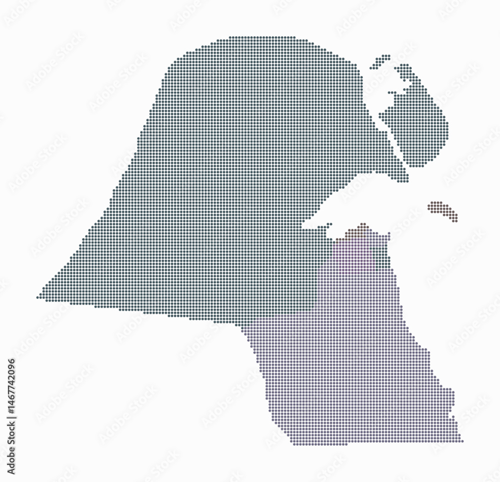 Poster kuwait dotted map. digital style map of the country on white background. kuwait shape with circle do