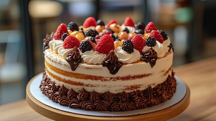 chocolate cake with strawberries chocolate cake with strawberry Birthday Cake of Happiness -