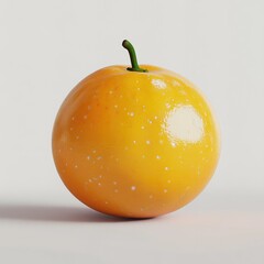 A single, shiny, pale orange citrus fruit