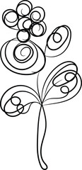 Abstract Floral Design One Line Drawing Minimalist Botanical Illustration