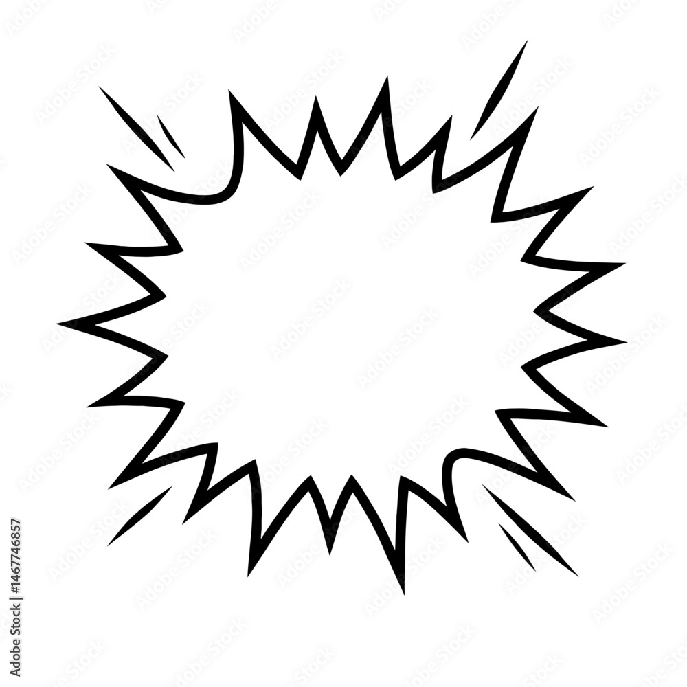 Poster black outline starburst speech bubble with radiating lines. graphic element vector icon representing