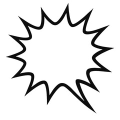 Black Outline Starburst Speech Bubble. Graphic Element Vector Icon Representing Sound Effect or Exclamation.