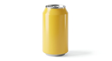 Yellow aluminum can isolated on white background