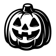 Black Silhouette Jack O Lantern. Graphic Element Vector Icon Representing Halloween, Spooky Festive, or Autumn.