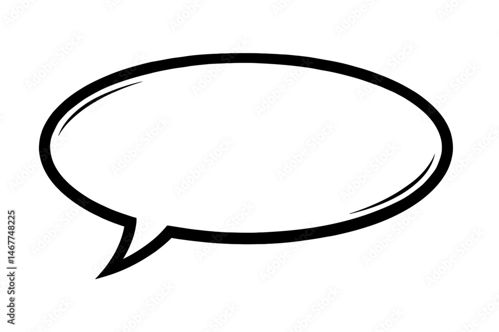 Poster black outline wide oval speech bubble. graphic element vector icon representing communication or dia