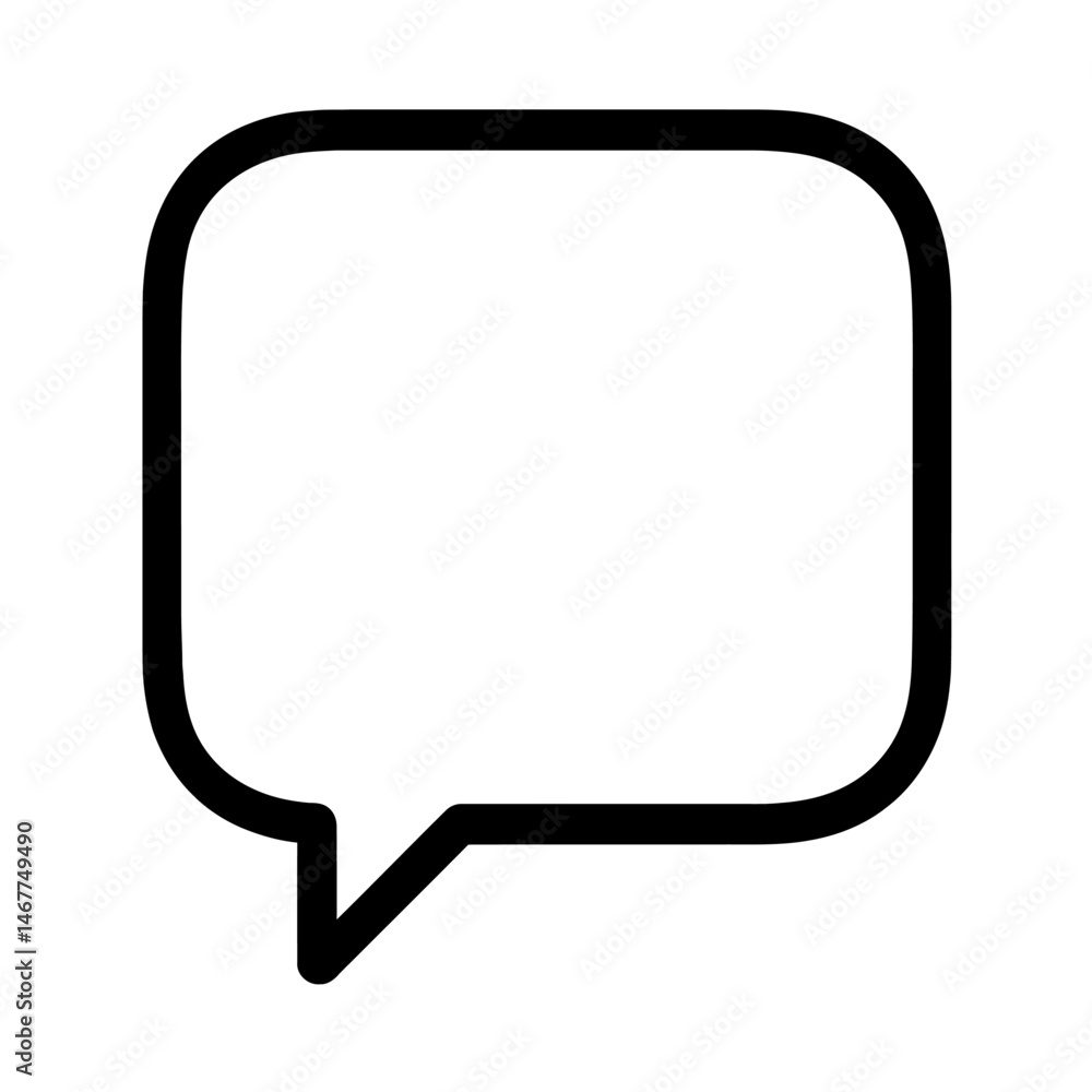 Poster black outline rounded square speech bubble. graphic element vector icon representing communication o