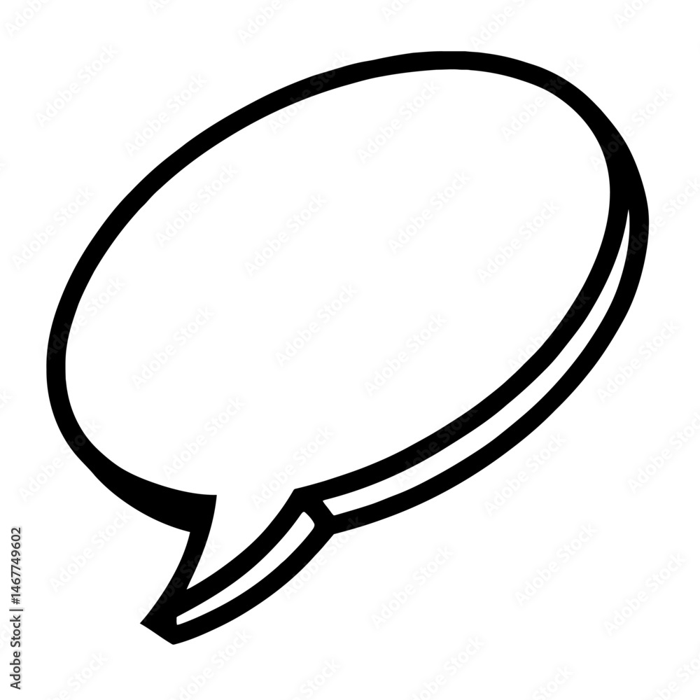 Poster black outline perspective oval speech bubble. graphic element vector icon representing communication
