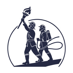 Fototapeta premium silhouette vector firefighters icon pose