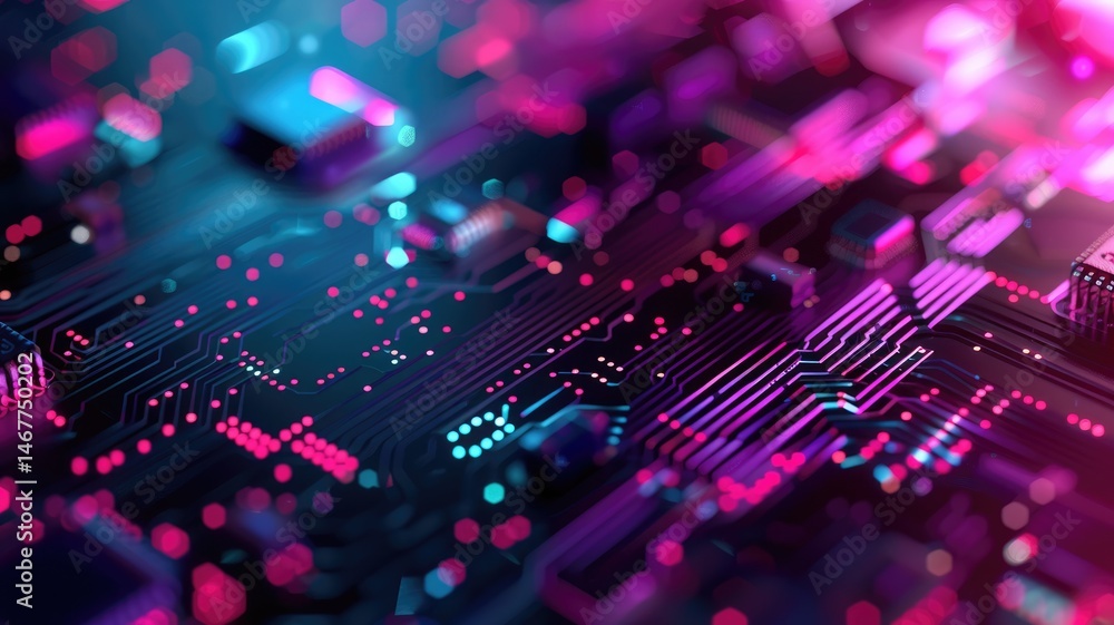 Poster explore this vibrant abstract graphic design featuring embedded computing elements, showcasing a mod