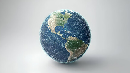 Fototapeta premium Pixelated Earth Globe Digital Network Connection