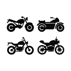 Obraz premium Motorcycle Silhouettes Collection of Classic and Modern Bike Designs