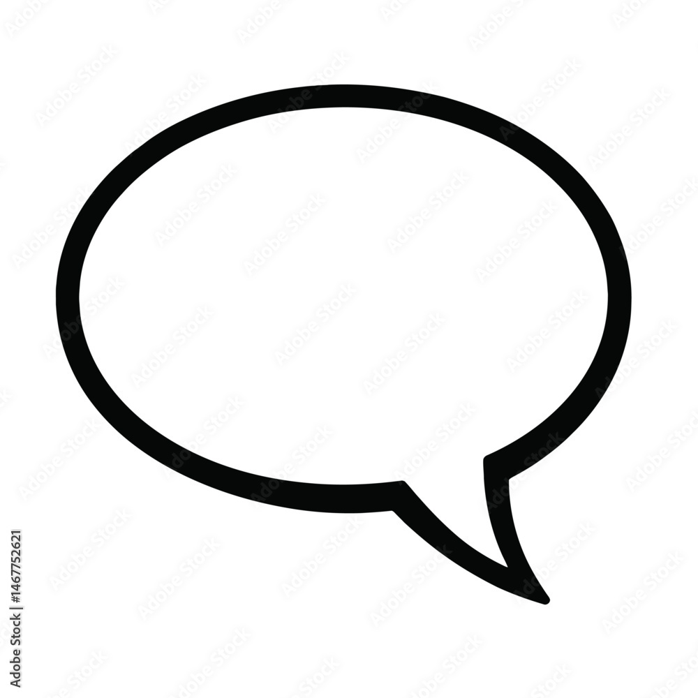 Aufkleber black outline simple oval speech bubble. graphic element vector icon representing communication or d