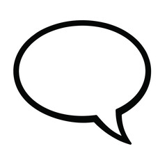 Black Outline Simple Oval Speech Bubble. Graphic Element Vector Icon Representing Communication or Dialogue.