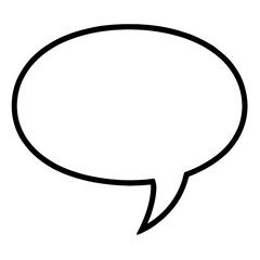 Black Outline Simple Oval Speech Bubble. Graphic Element Vector Icon Representing Communication or Dialogue.