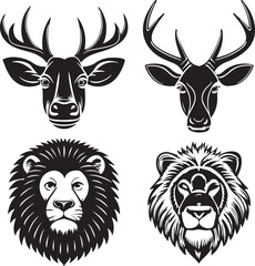 Naklejka premium Silhouette animals head