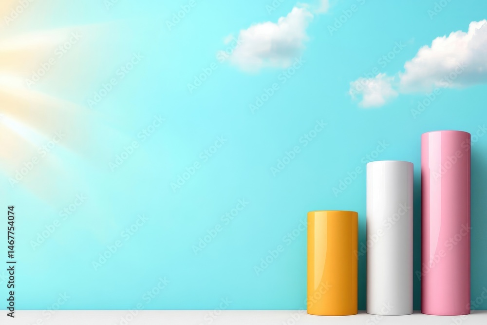 Aufkleber minimalist sky background with cylindrical elements for product display and design