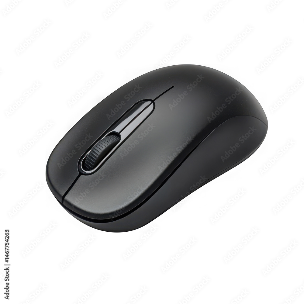 Poster wireless computer mouse close up view on transparent background