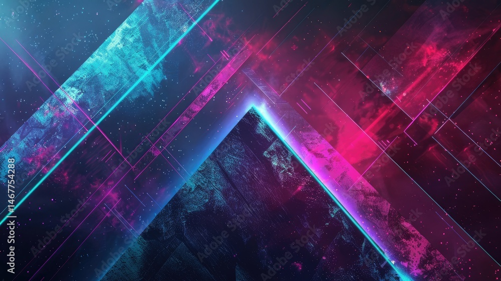 Poster abstract of digital shape or line and technological cyber style particle design connect in surreal e