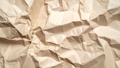 crumpled brown paper texture background.  The image shows a detailed close-up of the creases and folds in the paper. 
