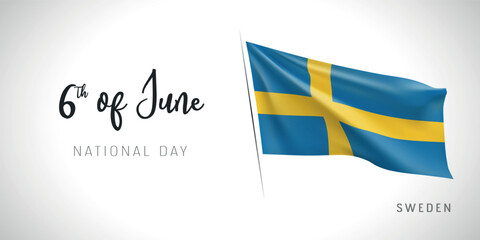 Sweden national day vector banner, greeting card