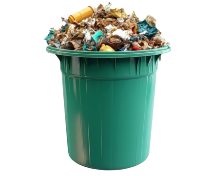 Waste management practices urban area recycling environment top view isolated on transparent background