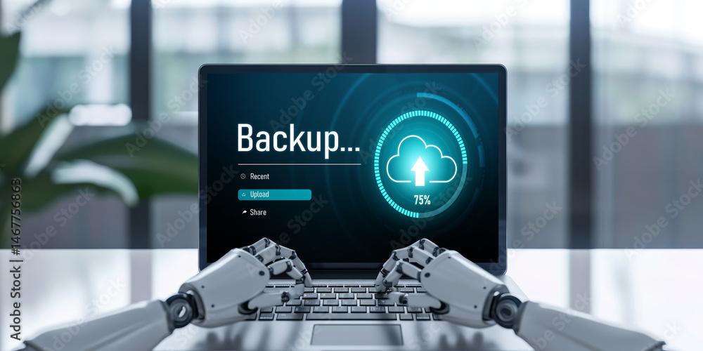 Poster backup storage data internet technology business concept. database storage cloud technology file dat