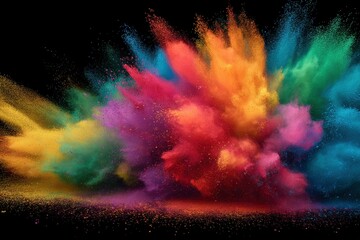 Rainbow Powder Explosion: A Vibrant, Abstract Art Piece