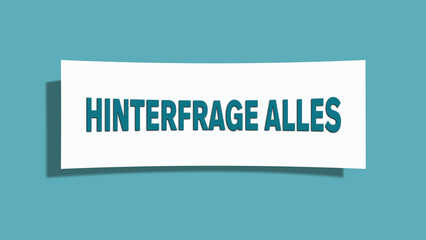 hinterfrage alles (question everything) - A card isolated on light green background.