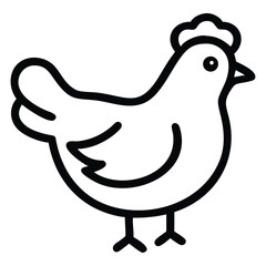 Simple outline of a chicken standing, shown with minimalistic detail and clean lines