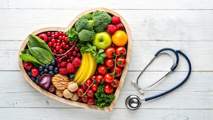 Healthy Heart Diet: Vibrant Fruits Vegetables Nuts promote Cardiovascular Wellness