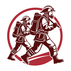 Fototapeta premium silhouette vector firefighters icon&nbsp;pose