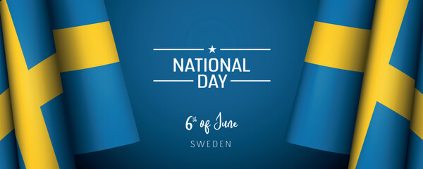 Sweden national day vector banner, greeting card