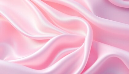 Elegant draped pink silk fabric, flowing waves and luxurious texture close up, background for fashion or romantic themes