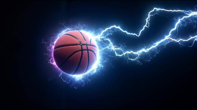 Electric Blue Energy Basketball ball on Black Background
