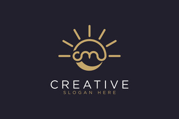 simple cm sun logo icon vector design template concept