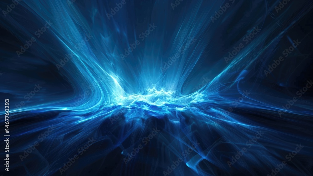 Poster abstract picture of blue light particle with digital technology style design connecting become dynam