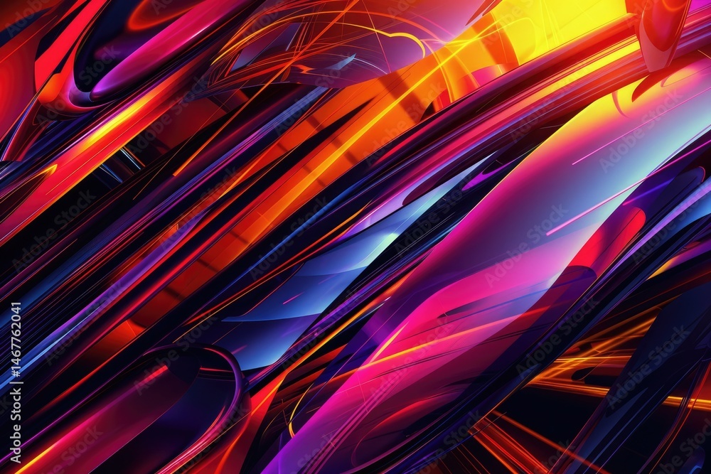 Poster abstract digital shape or line and technological cyber style particle design connect in surreal elec