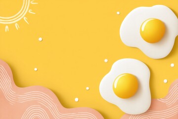 Bright Art Featuring Sunny Side up Eggs on a Cheerful Yellow Background With Space for Text Generative AI