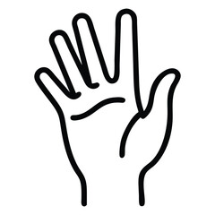 Obraz premium Stylized open hand shows five fingers in a minimalist outline vector