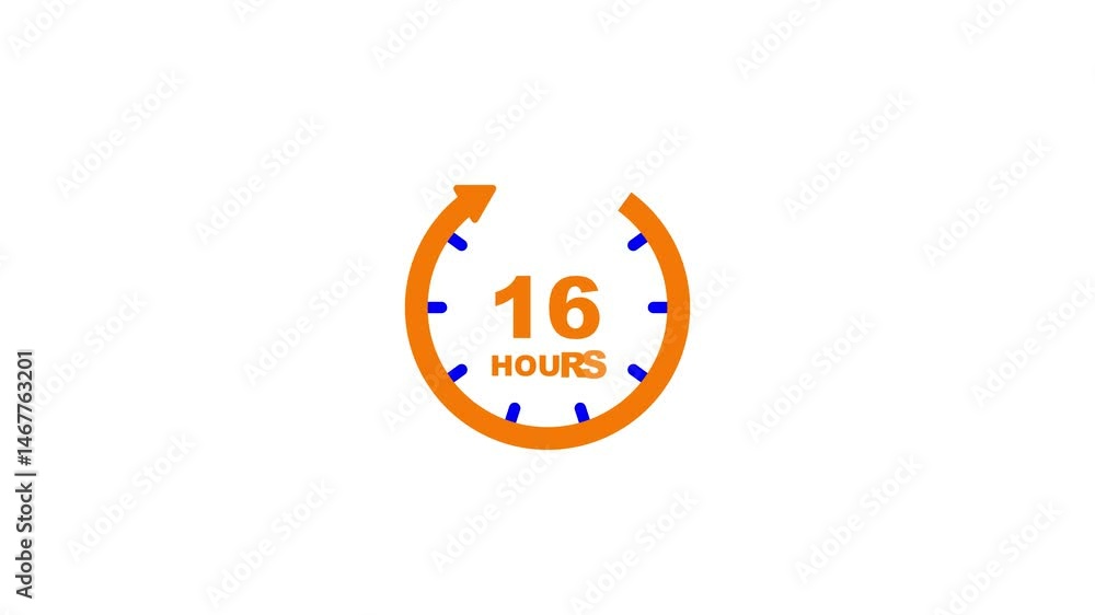 Poster 16 hours timers clocks, timer 16 hour icon. countdown icon. time measure. clock , timer (time passag