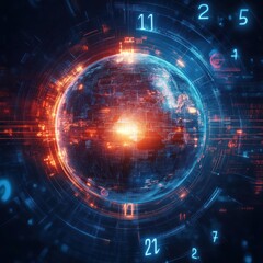 Obraz premium Futuristic globe with digital overlay