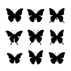Butterflies silhouette isolated vector on white background 