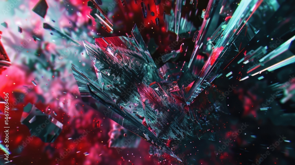 Aufkleber an abstract visualization featuring crystalline structures in a vibrant cyberspace setting. the dyna