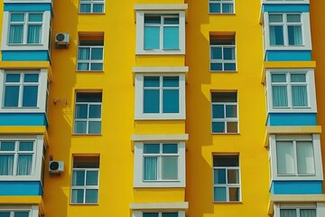 Fototapeta premium Vibrant Yellow Apartment Building