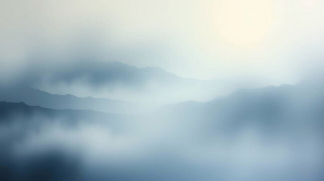 Ethereal painting depicting a mystical waterscape divided into distinct sections by thick fog, soft light aura, muted blues and grays, hazy atmosphere, spiritual feeling.jpg