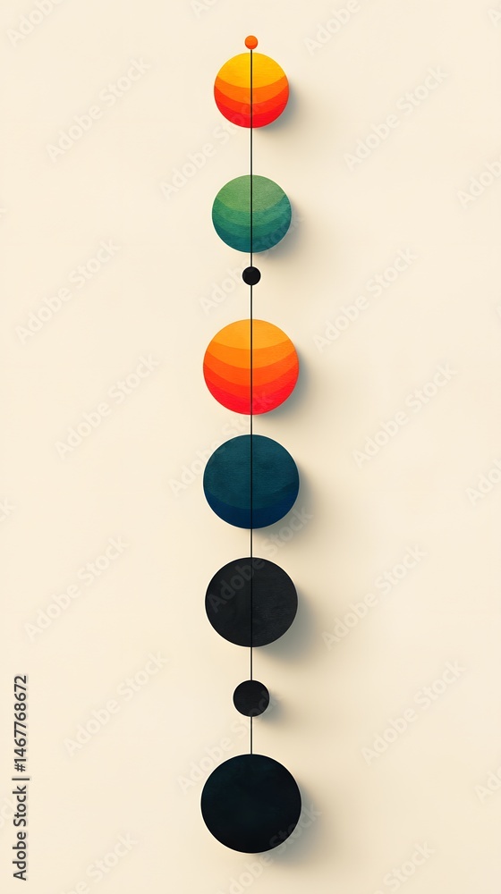 Aufkleber minimalist line graph with gradient circles and grid