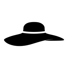 Elegant Black Floppy Hat with White Band Illustration for Fashion Design